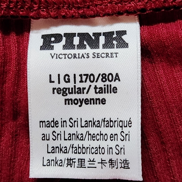 NWT PINK Stretch cotton ribbed flare legging. Size Large. Color deep red - Picture 4 of 11